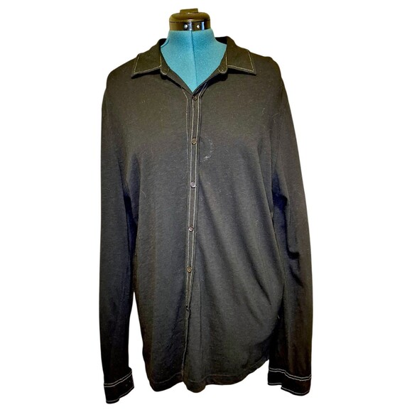 ROBERT BARAKETT BUTTON Up Vacation Pima Soft Luxury Black Cardigan SIZE XL - Picture 1 of 7